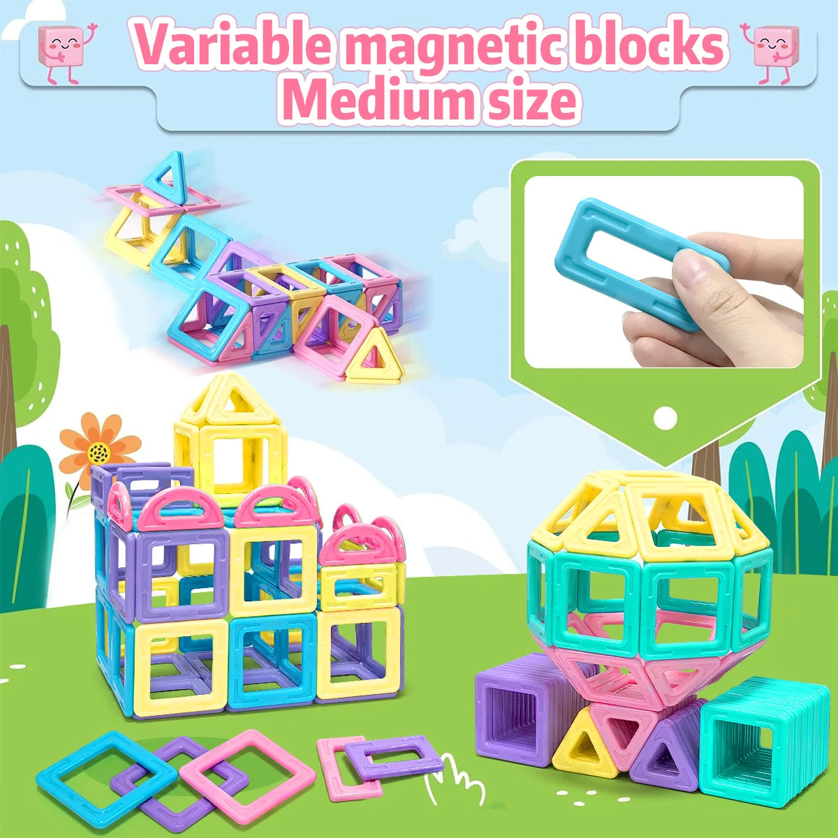 Medium Macaron 3D Magnetic Toys，Building Blocks for Kids,Educational Sensory Building Magneticfor toy,Birthday Gift Stacking toy
