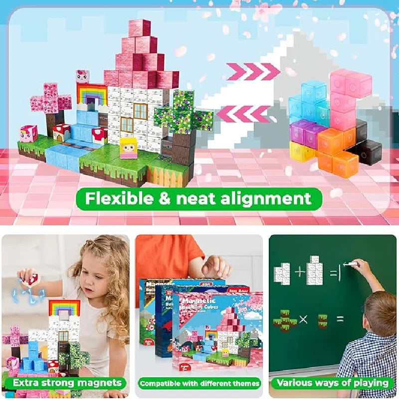 New Magnetic Building Blocks Unicorn Building Blocks Toy Mine World Magnet Cube for Boys Girls Kid Construction DIY Model Toy