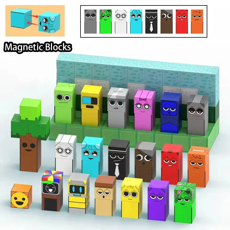 Magnetic Building Block Figures Toys MOC Incrediboxs Sprunki Magnet STEM Sensory Toys for Kid Age 3+ DIY Model Sensory Toy