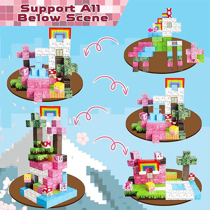 New Magnetic Building Blocks Unicorn Building Blocks Toy Mine World Magnet Cube for Boys Girls Kid Construction DIY Model Toy